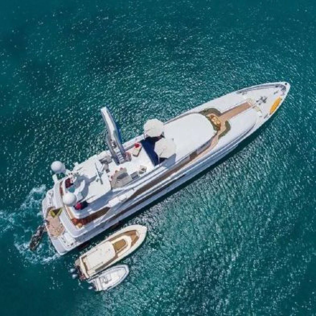 a space shuttle on a body of water aboard AT LAST Yacht for Charter
