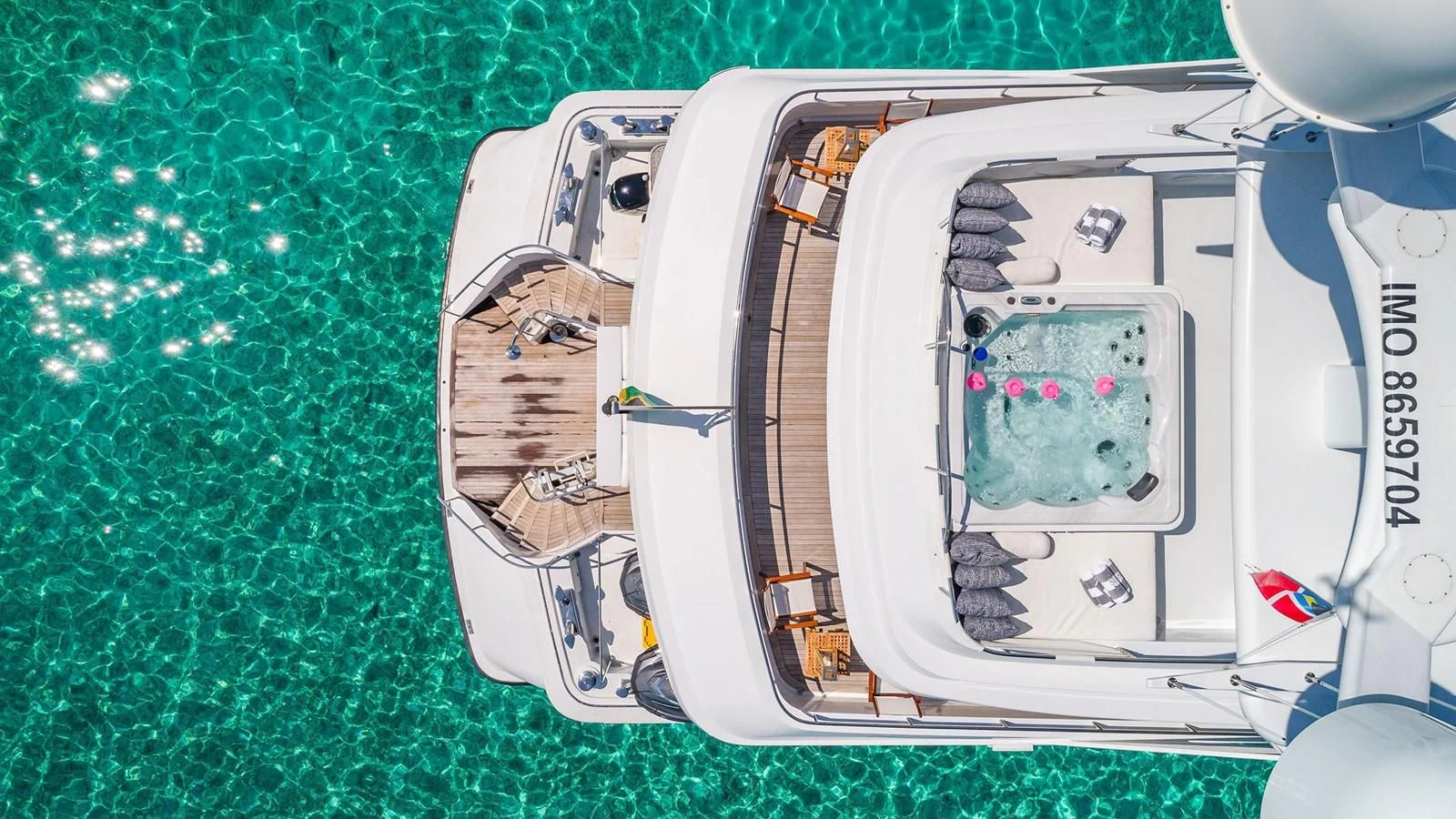 a car with a broken front window aboard AT LAST Yacht for Charter