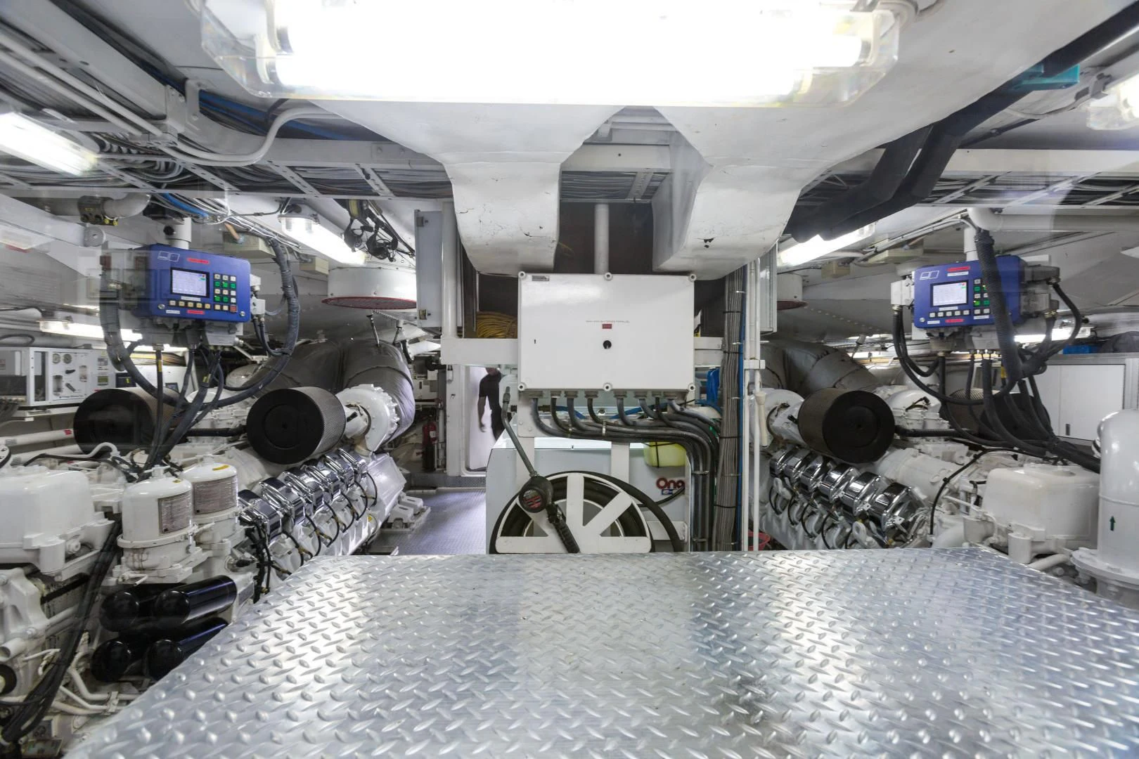 a large room with machinery aboard AT LAST Yacht for Charter