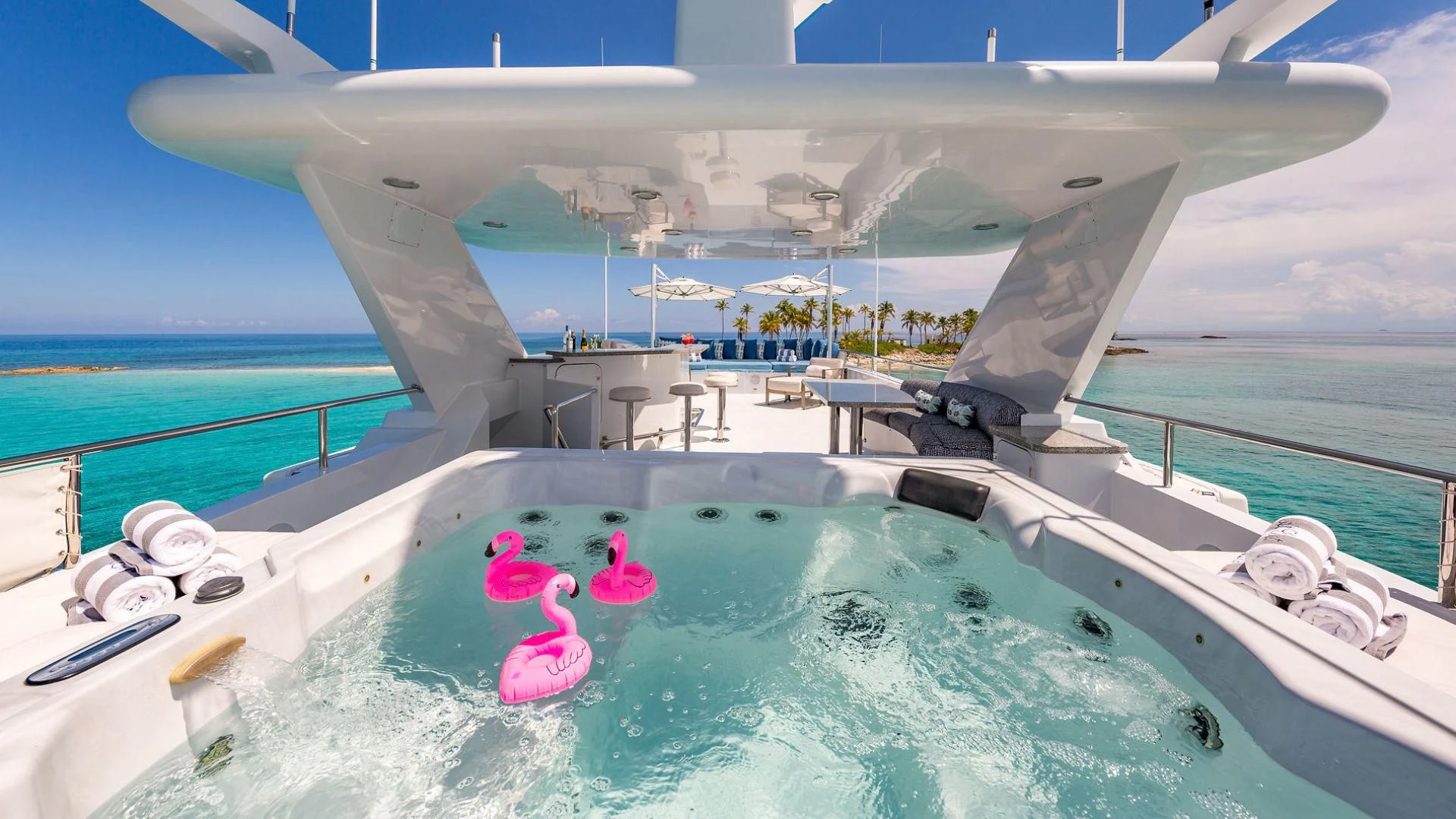 a cartoon on a whale aboard AT LAST Yacht for Charter