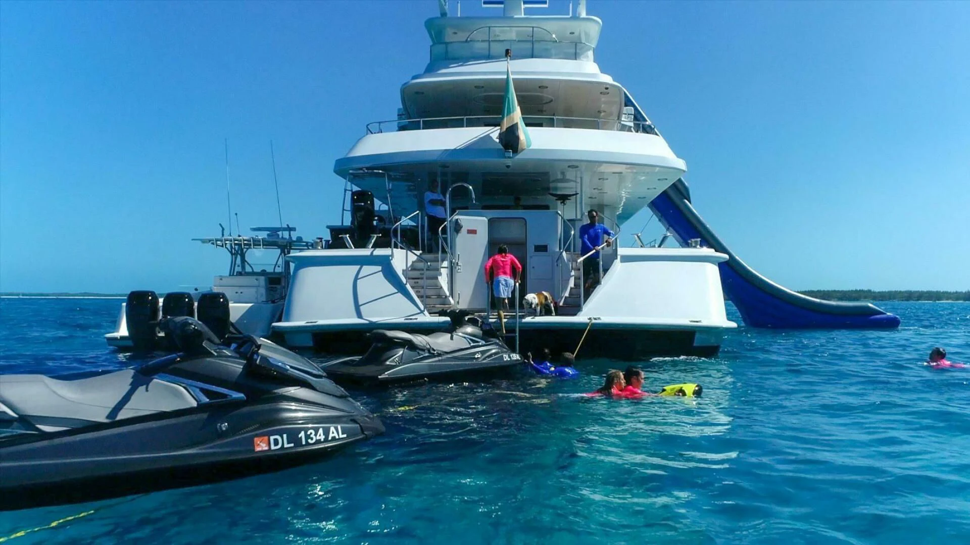 a boat with people in it aboard AT LAST Yacht for Charter