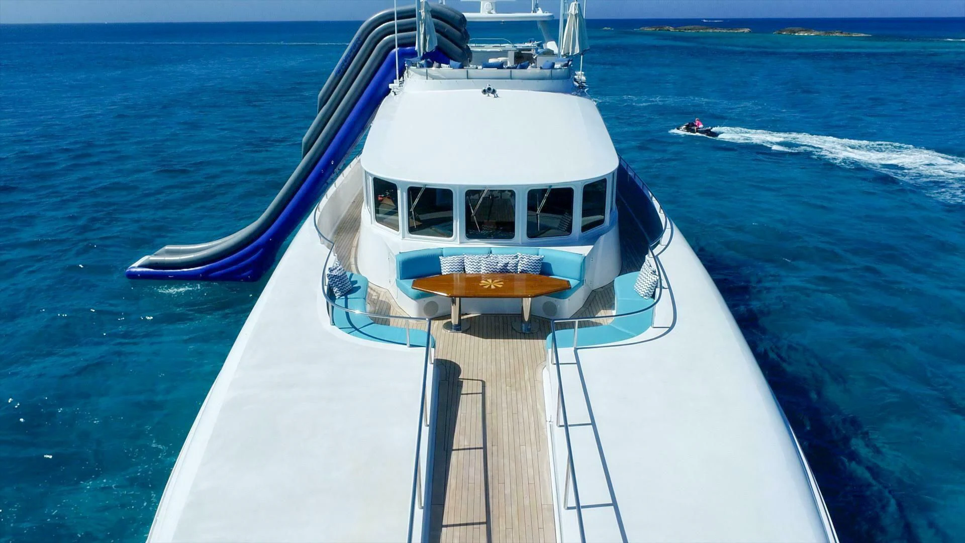 a boat on the water aboard AT LAST Yacht for Charter