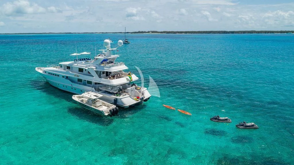 a boat in the water aboard AT LAST Yacht for Charter