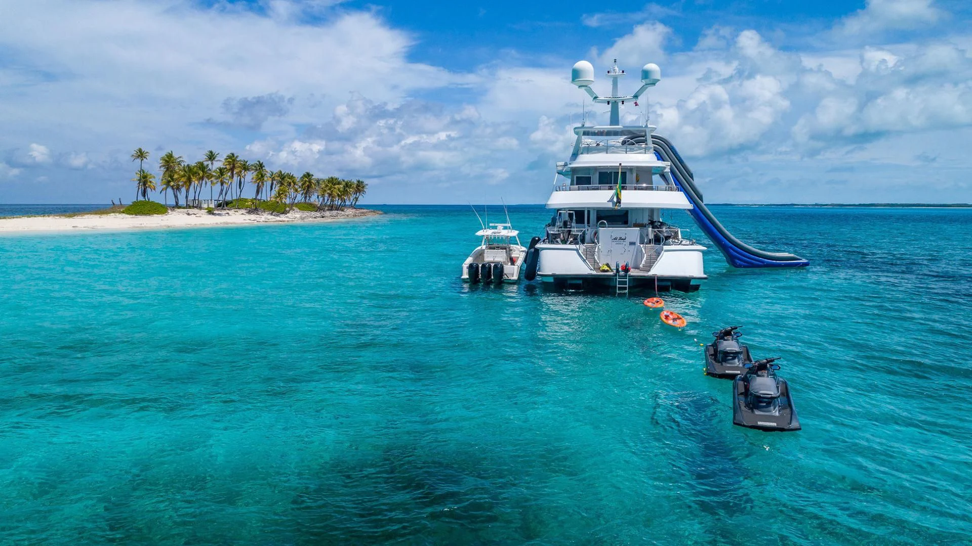 a boat in the water aboard AT LAST Yacht for Charter