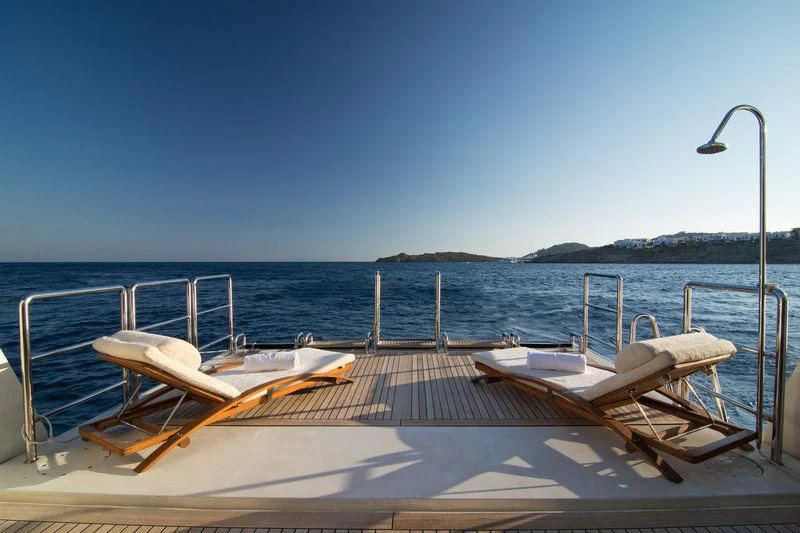 a boat on a deck aboard ZEFZAF Yacht for Sale