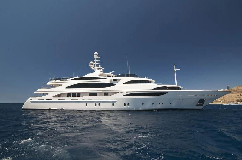 a white yacht on the water aboard ZEFZAF Yacht for Sale