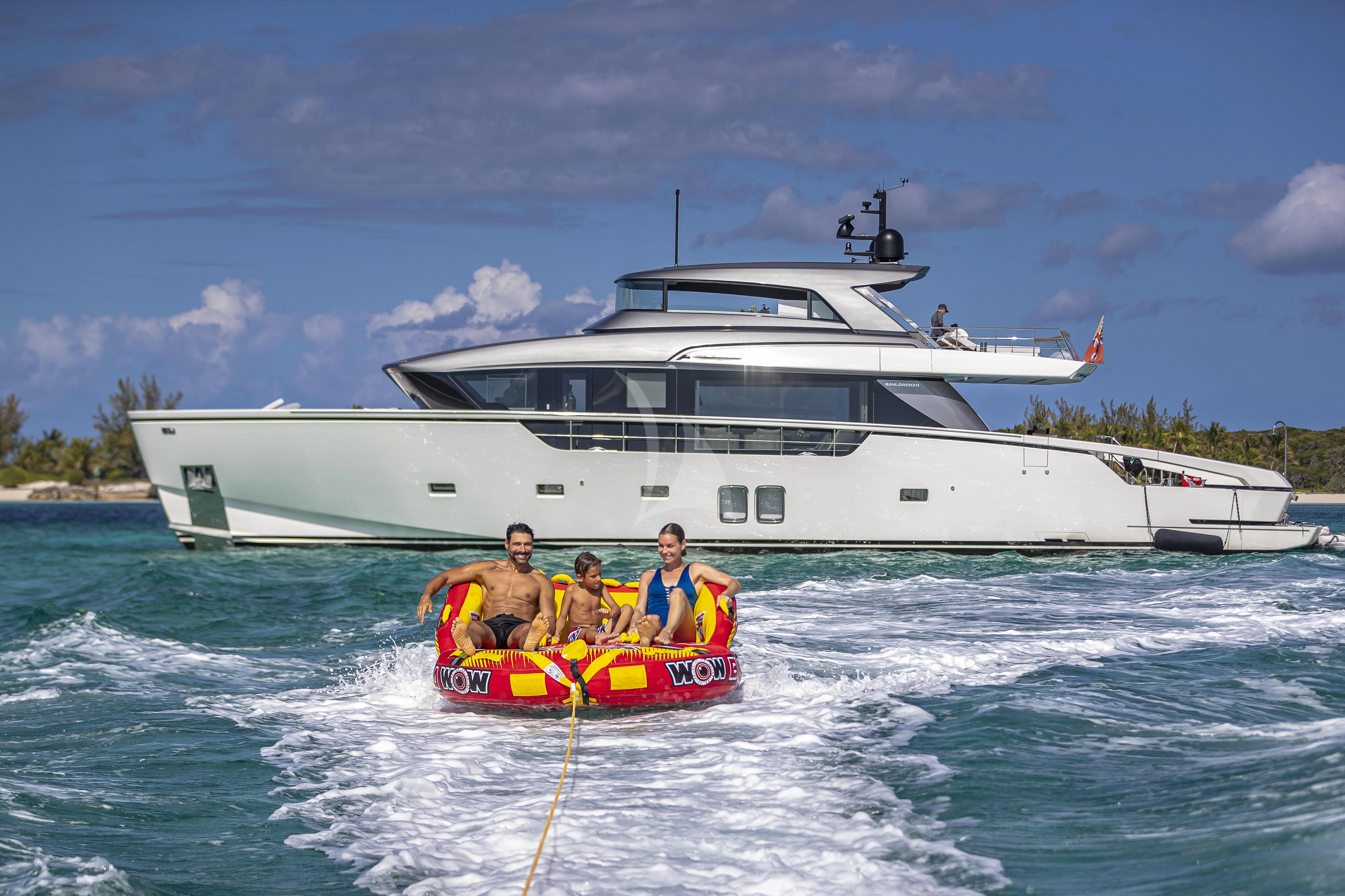 a group of people on a boat in the water aboard NO MATTER WHAT Yacht for Charter
