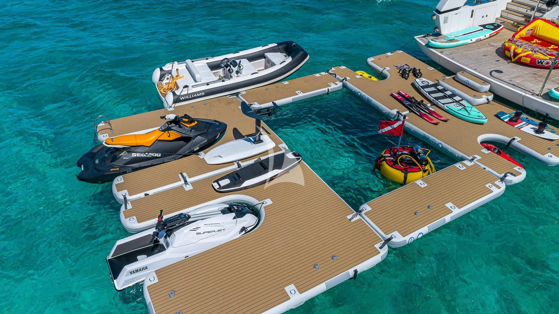 a group of boats on a dock aboard NO MATTER WHAT Yacht for Charter