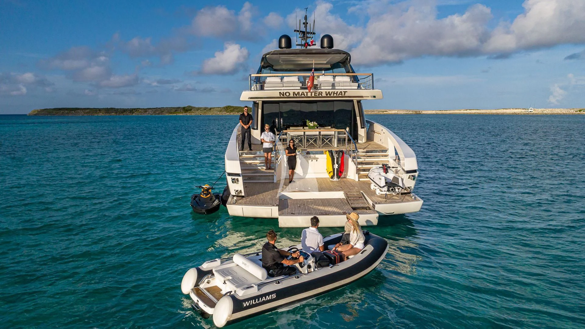 a group of people on a boat aboard NO MATTER WHAT Yacht for Charter
