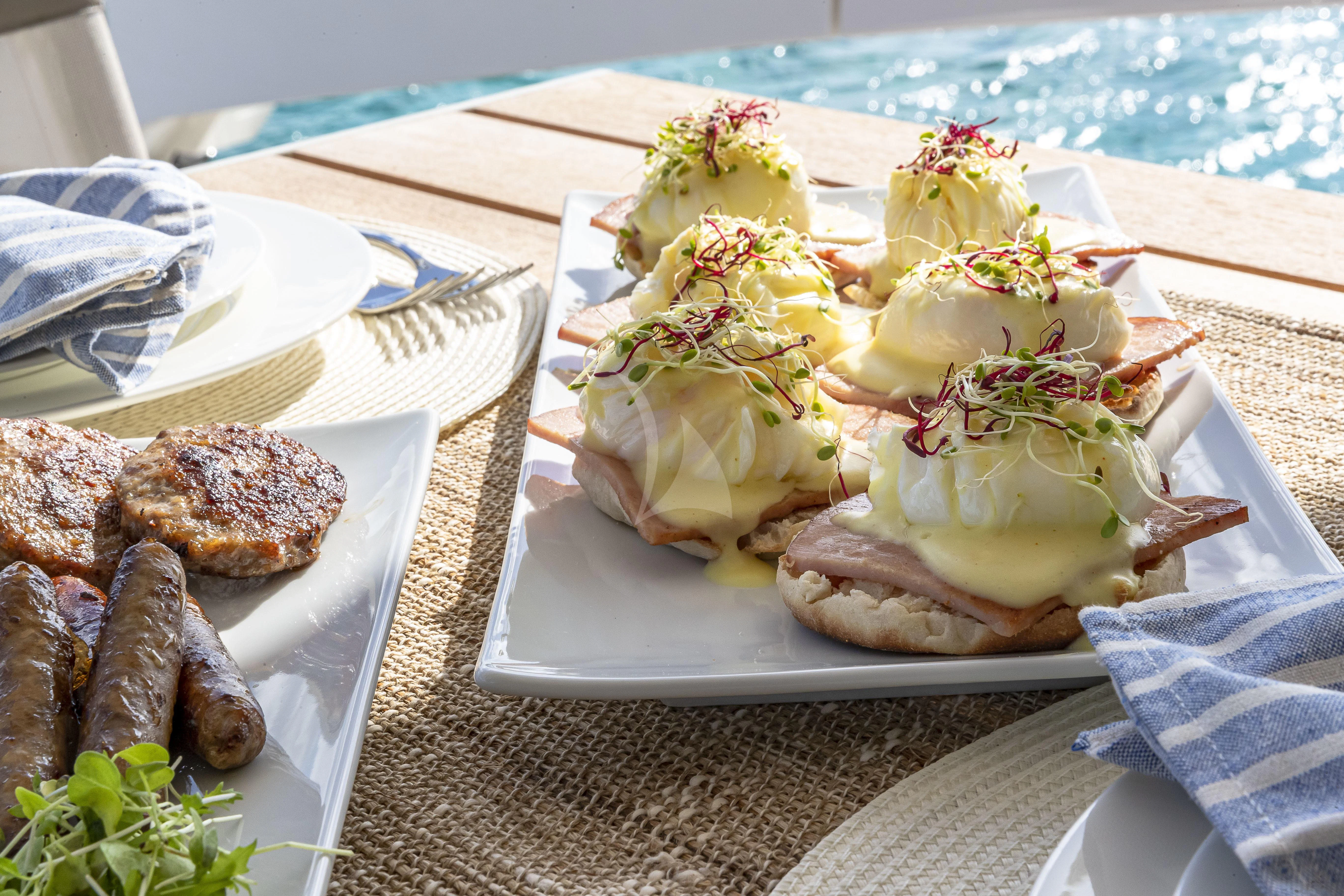 a plate of food aboard NO MATTER WHAT Yacht for Charter