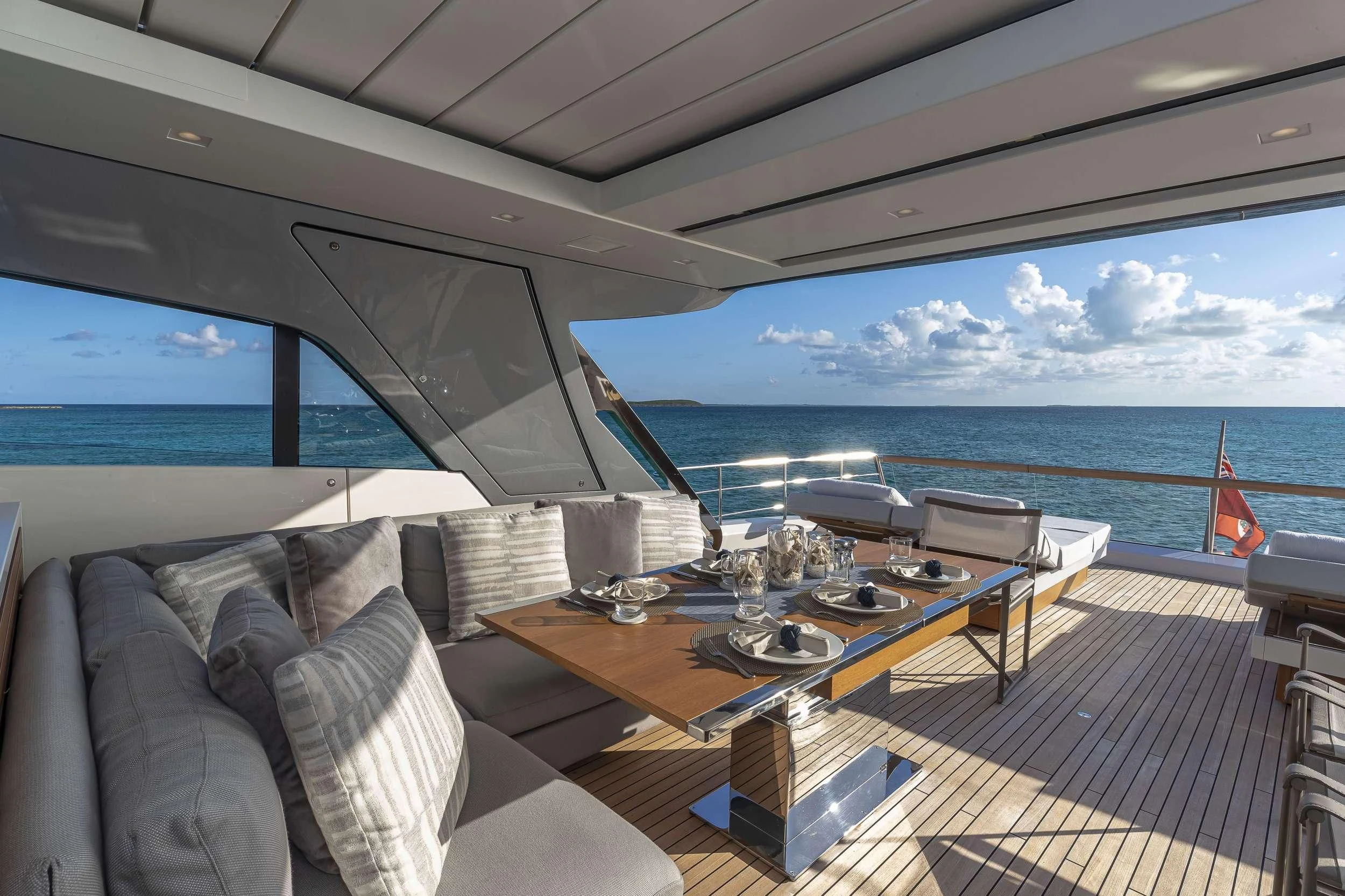 a living room with a large body of water aboard NO MATTER WHAT Yacht for Charter