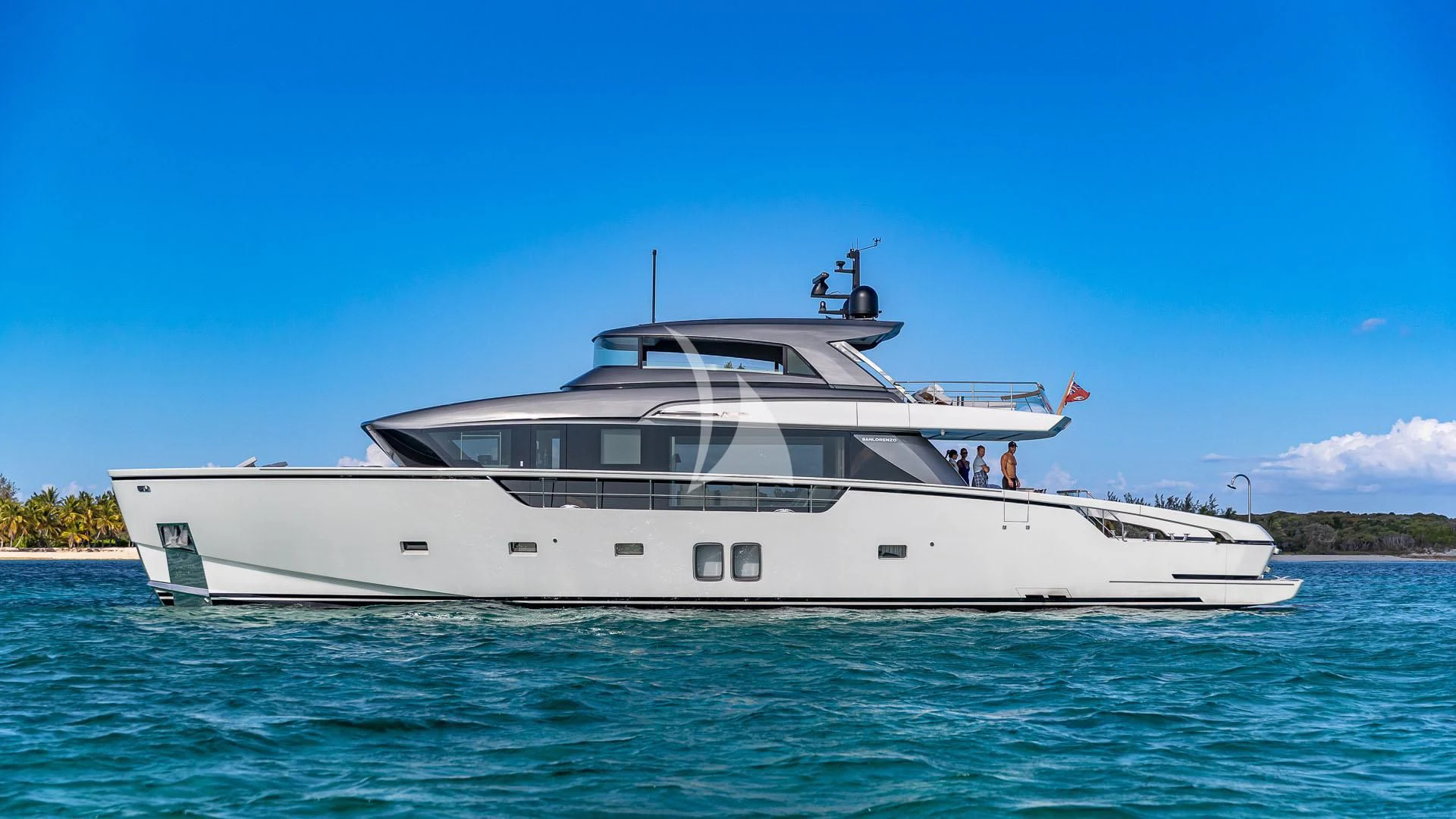 a large white yacht on the water aboard NO MATTER WHAT Yacht for Charter
