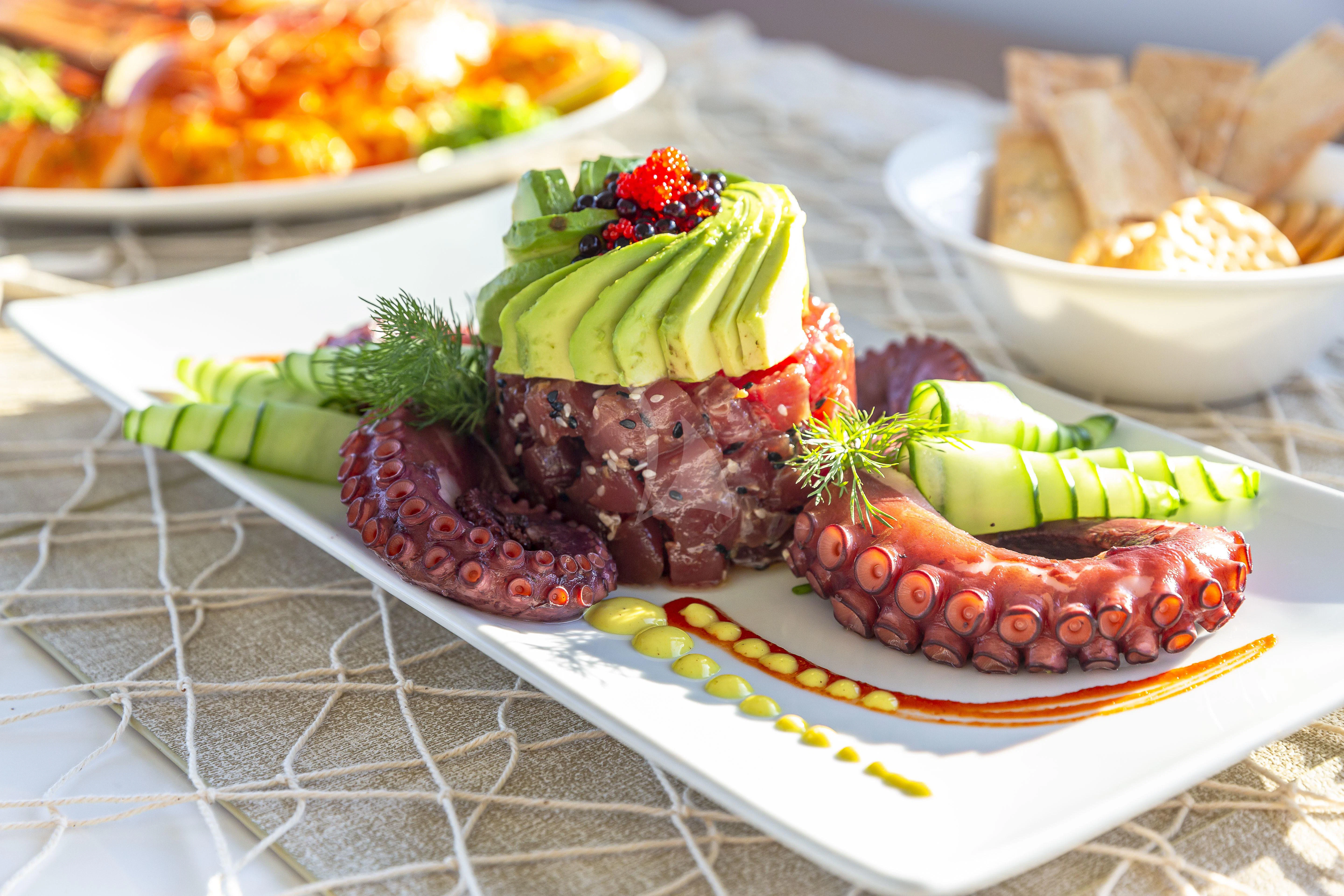 a plate of food aboard NO MATTER WHAT Yacht for Charter