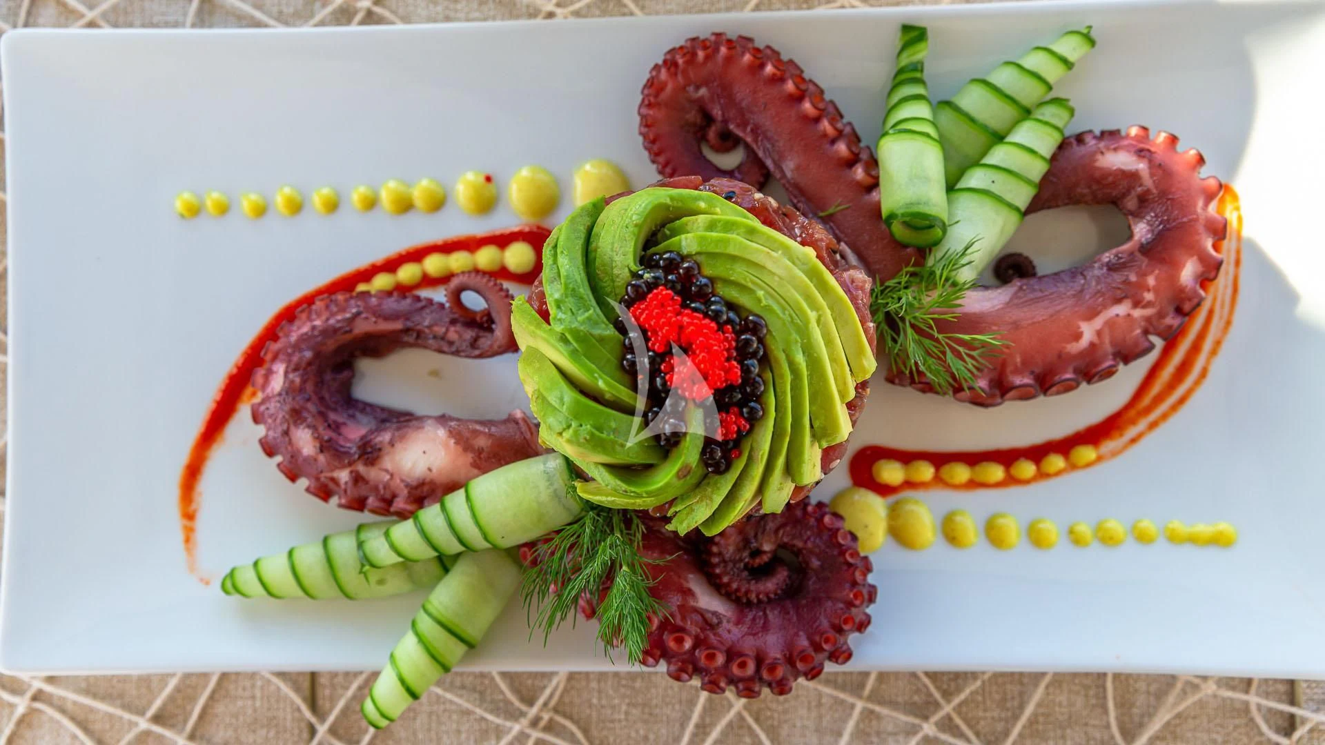 a plate of food aboard NO MATTER WHAT Yacht for Charter