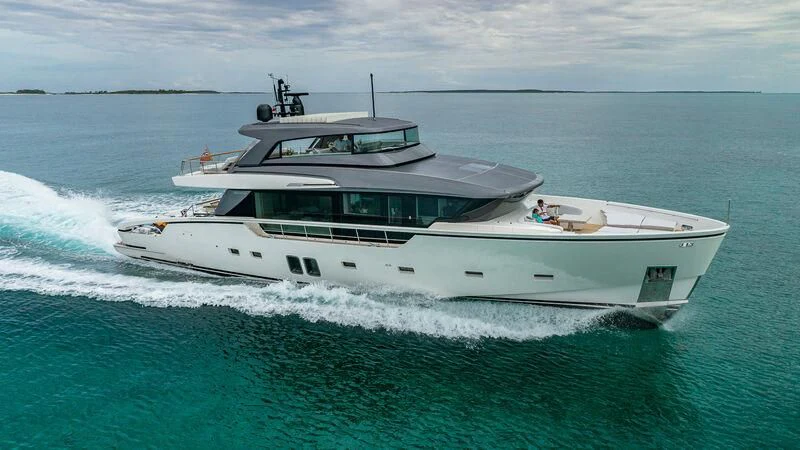 a white boat on the water aboard NO MATTER WHAT Yacht for Charter