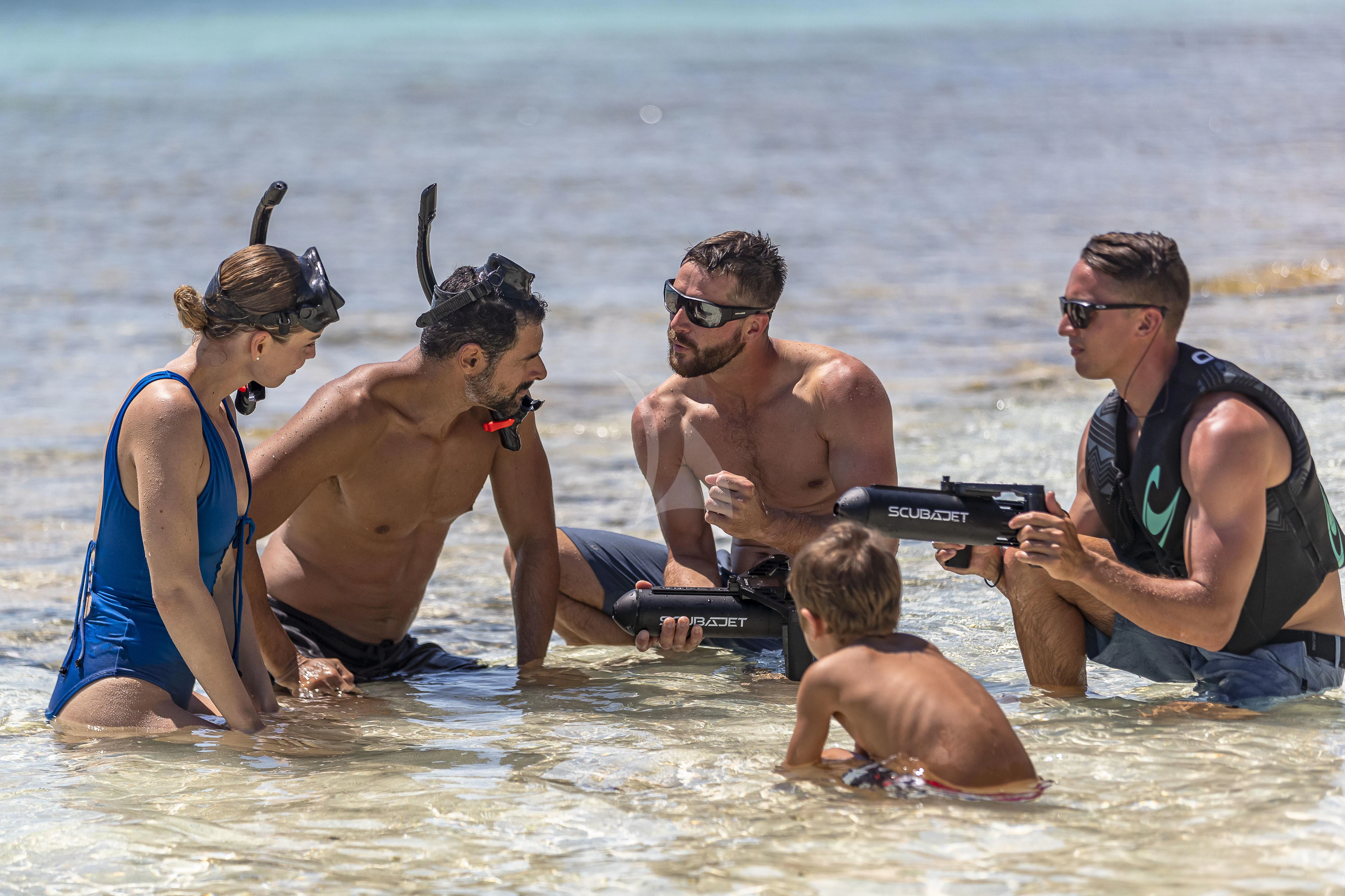 a group of people in the water aboard NO MATTER WHAT Yacht for Charter