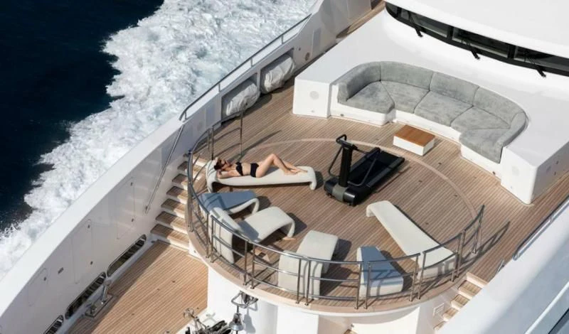a high angle view of a boat aboard PEARL Yacht for Sale