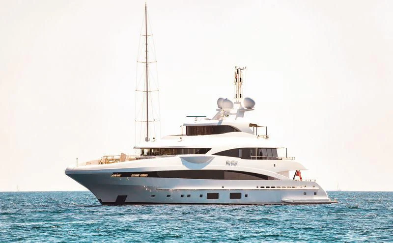 a white boat in the water aboard PEARL Yacht for Sale