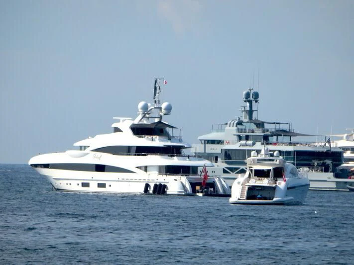 a group of boats in the water aboard PEARL Yacht for Sale