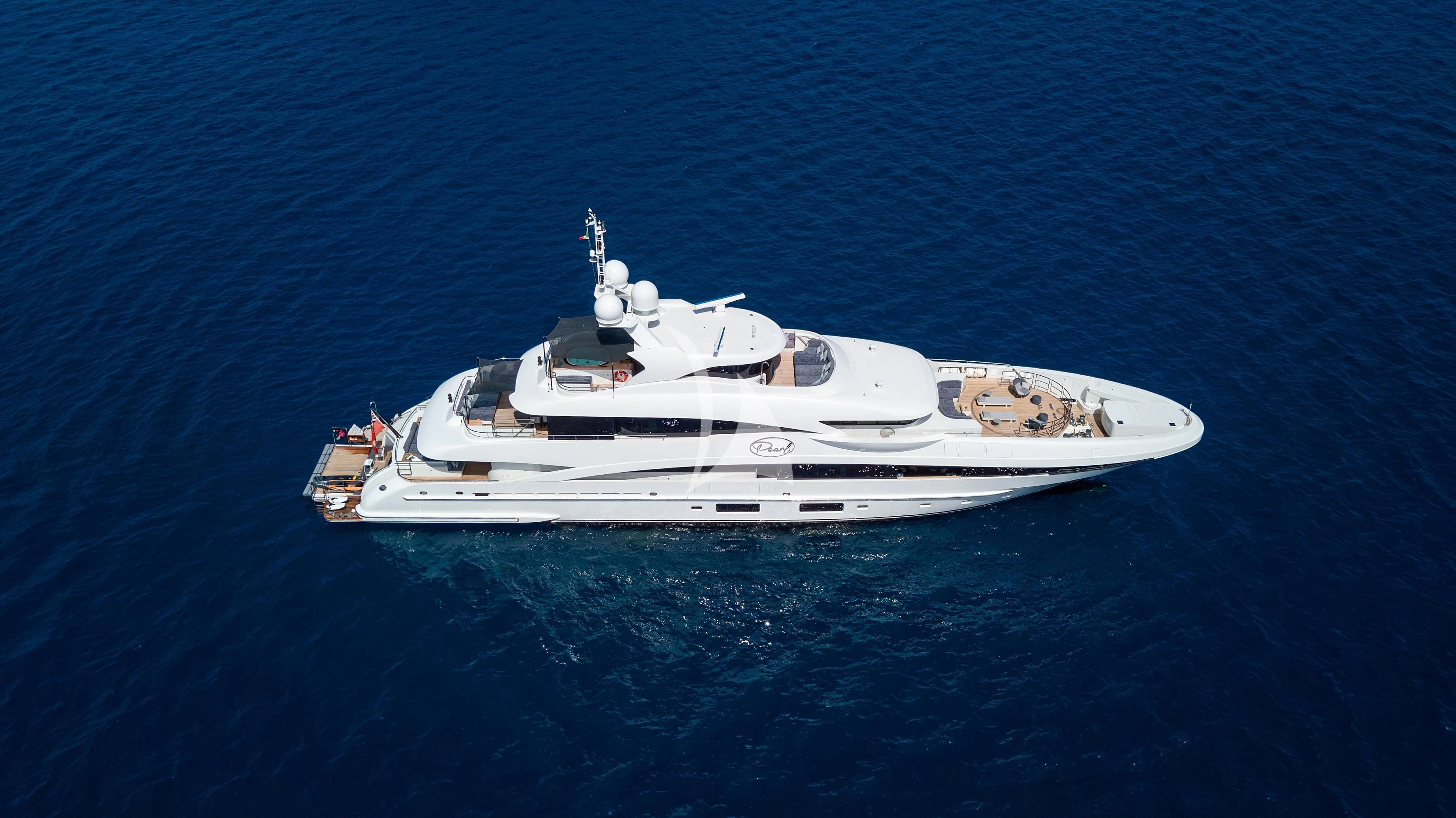 a white boat in the water aboard PEARL Yacht for Sale
