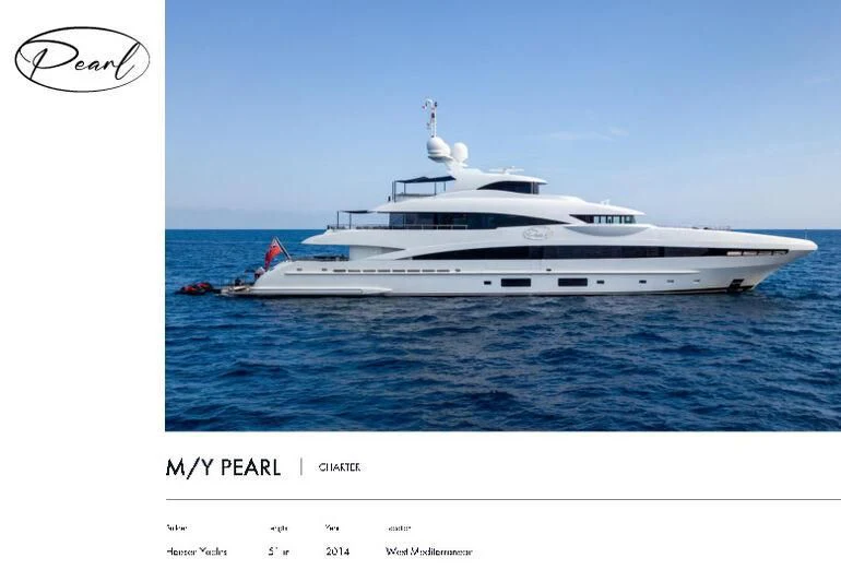 a white yacht in the water aboard PEARL Yacht for Sale