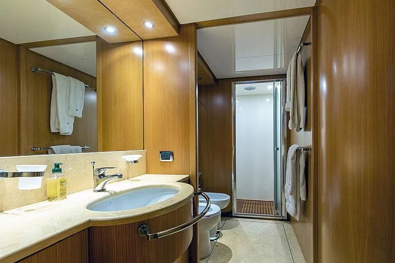 a bathroom with a sink and a toilet aboard GAVEAU Yacht for Sale