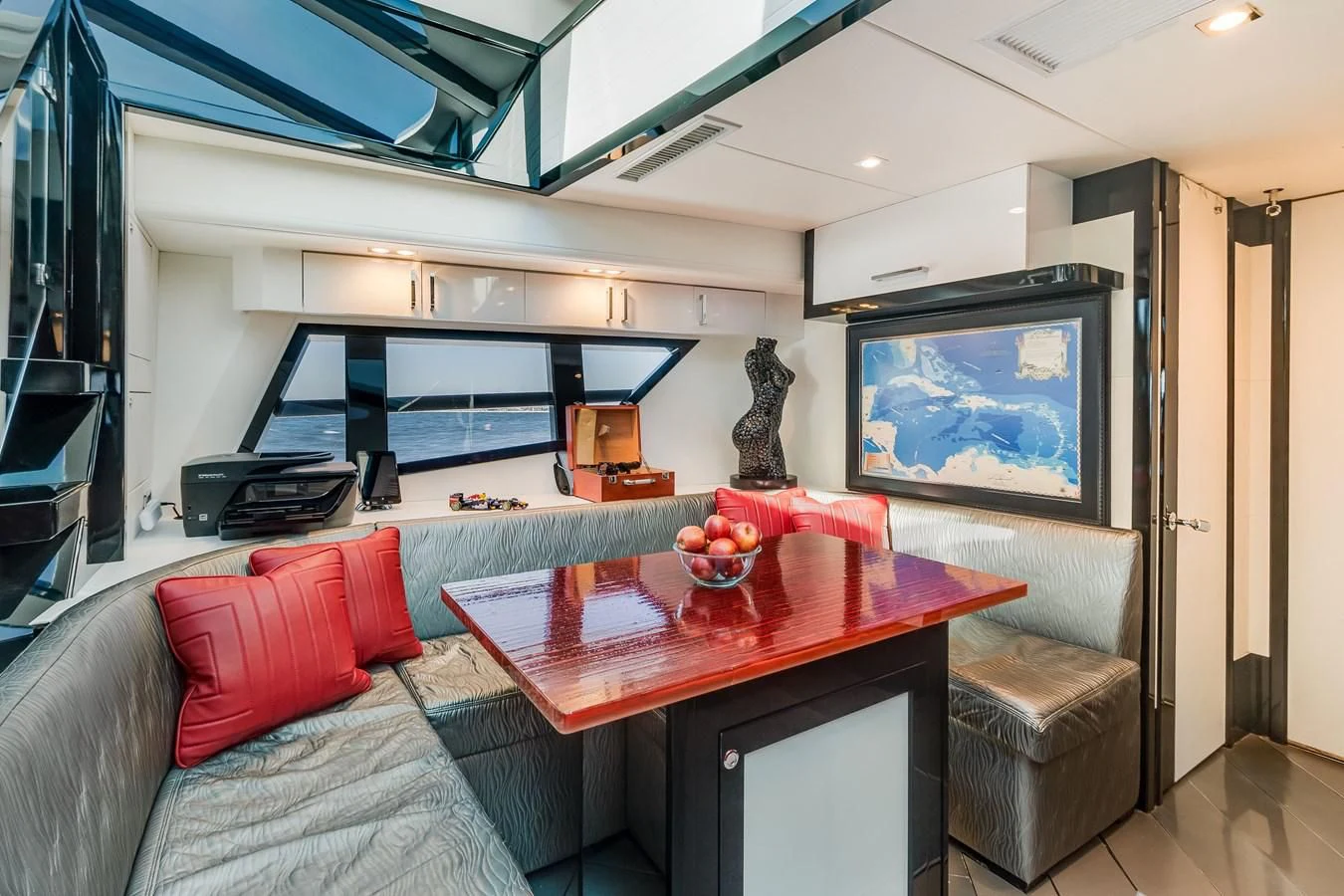 a living room with a couch and a table aboard ASHLEY Yacht for Sale