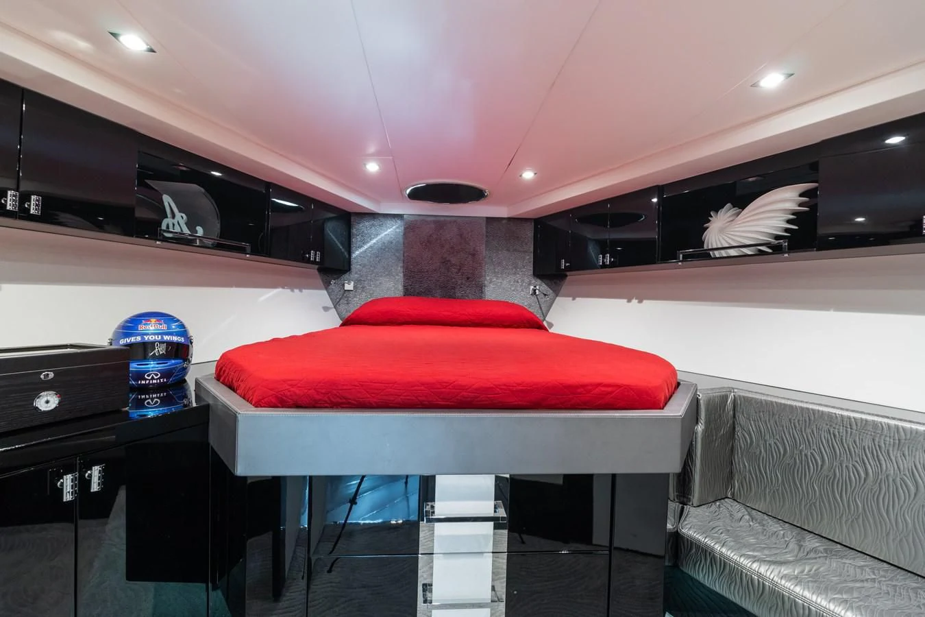 a bed in a room aboard ASHLEY Yacht for Sale