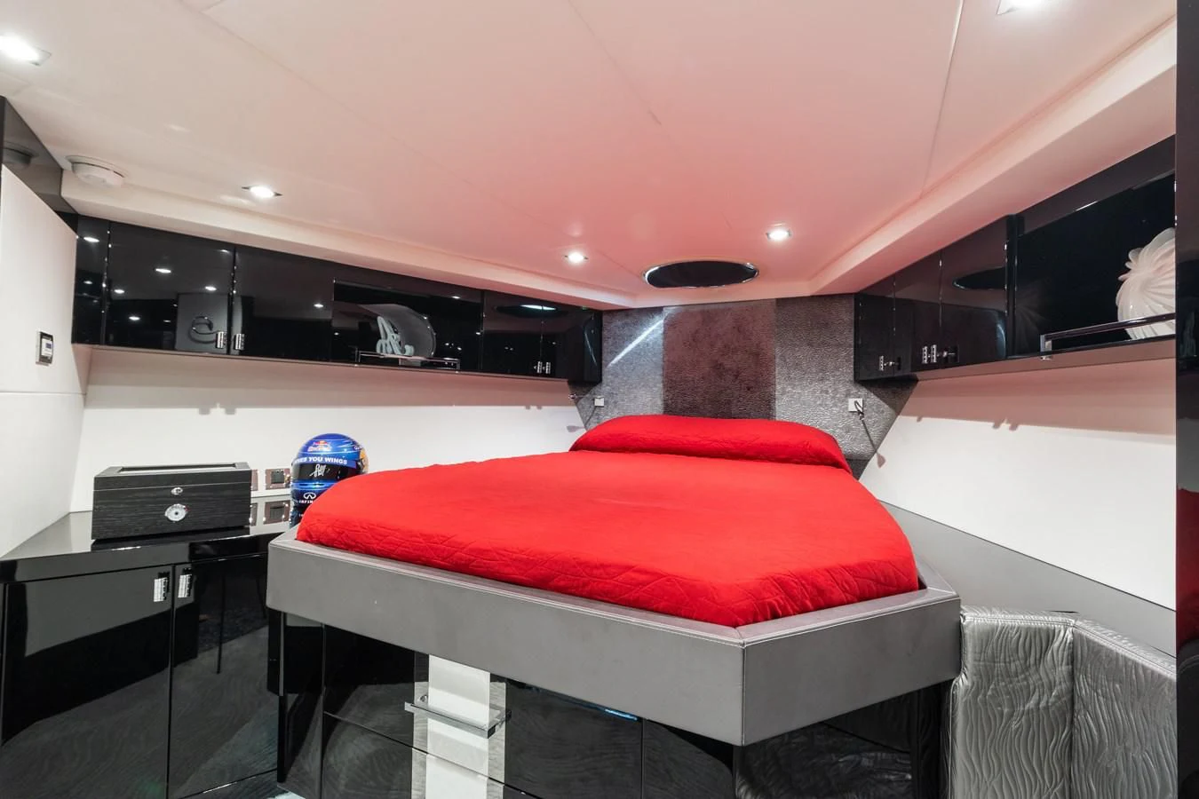 a bed in a room aboard ASHLEY Yacht for Sale