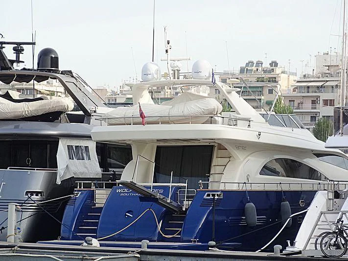 a boat with a large amount of debris on it aboard WOLF HEROES Yacht for Sale