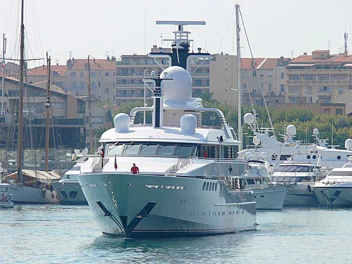 a boat in the water aboard MYLIN IV Yacht for Sale