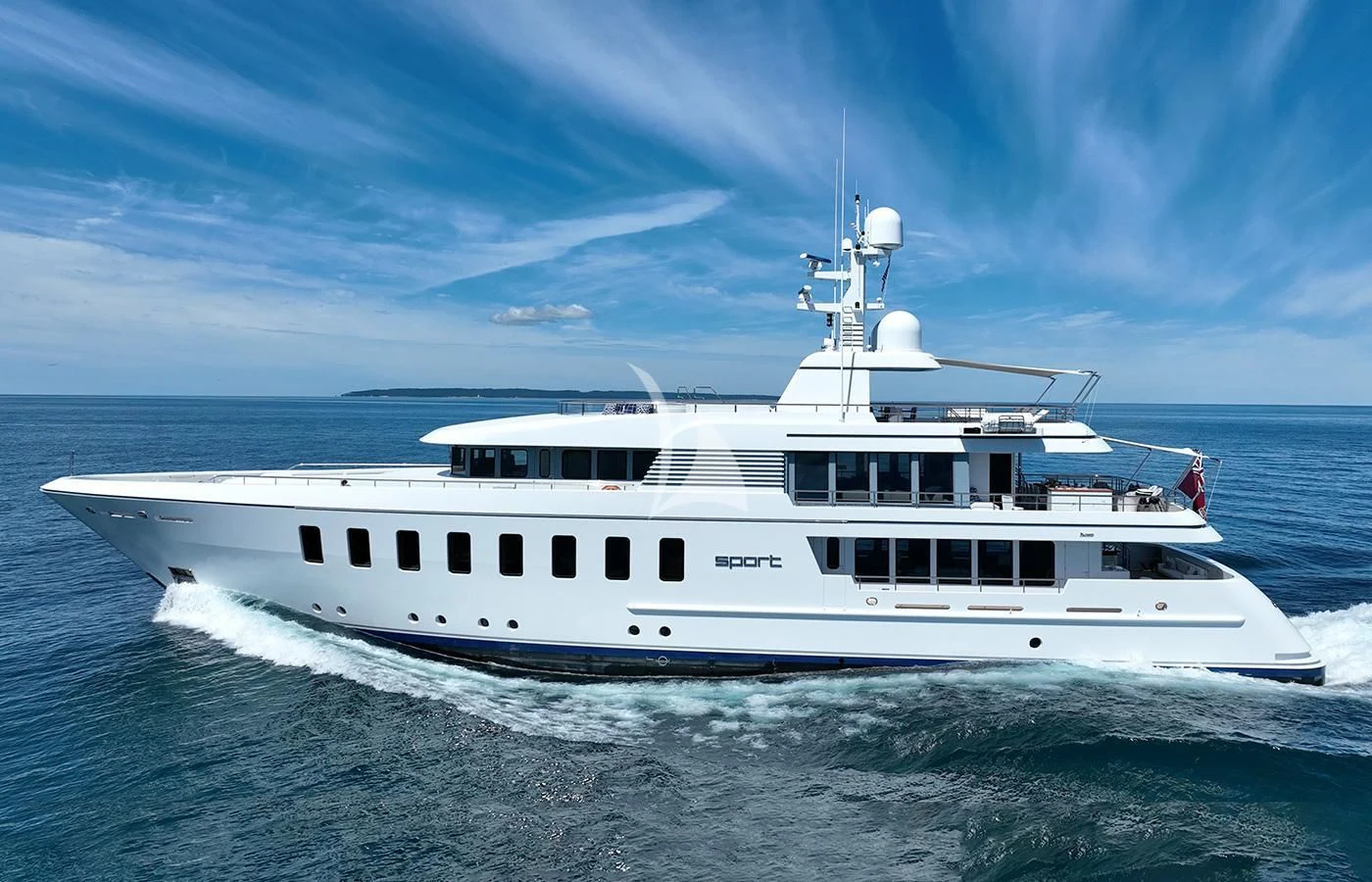 a white yacht in the water aboard SPORT Yacht for Sale