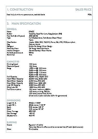 table aboard SPORT Yacht for Sale
