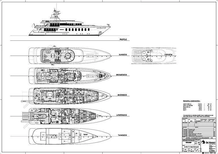 diagram, engineering drawing aboard SPORT Yacht for Sale