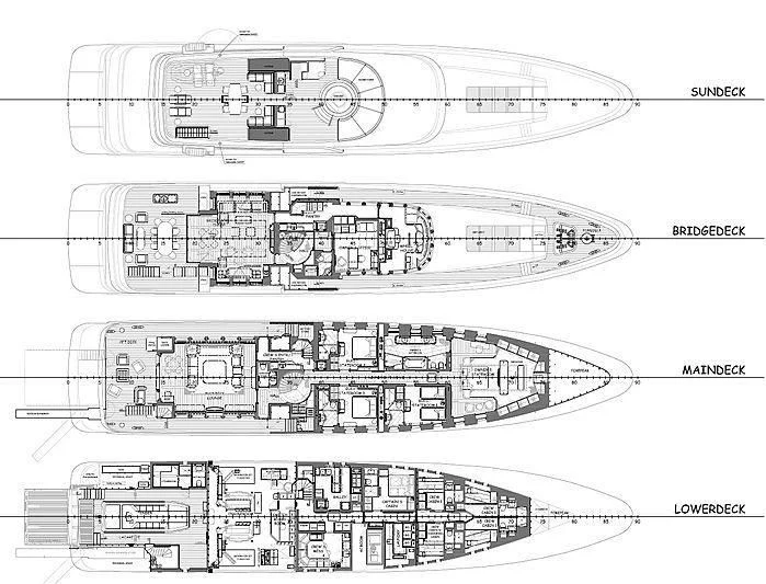 diagram, engineering drawing aboard SPORT Yacht for Sale