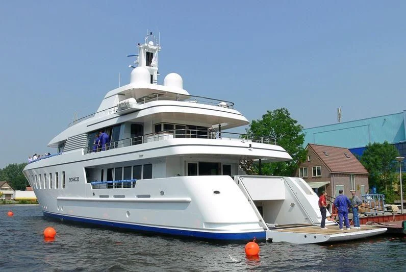a large white boat on the water aboard SPORT Yacht for Sale