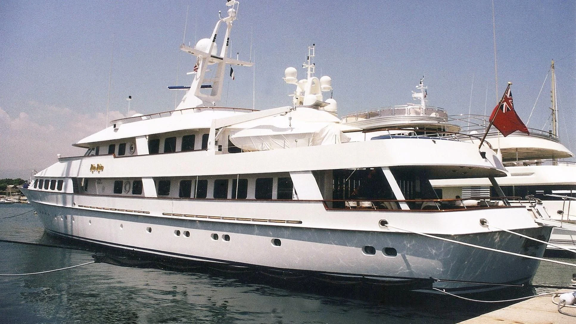 a large white boat aboard RIO RITA Yacht for Sale