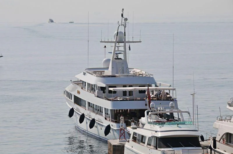 a large boat in the water aboard RIO RITA Yacht for Sale
