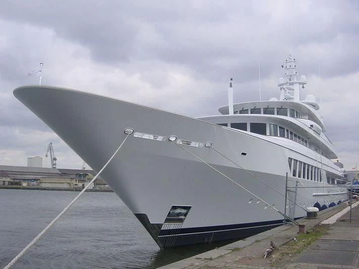 a large white ship aboard UTOPIA Yacht for Sale