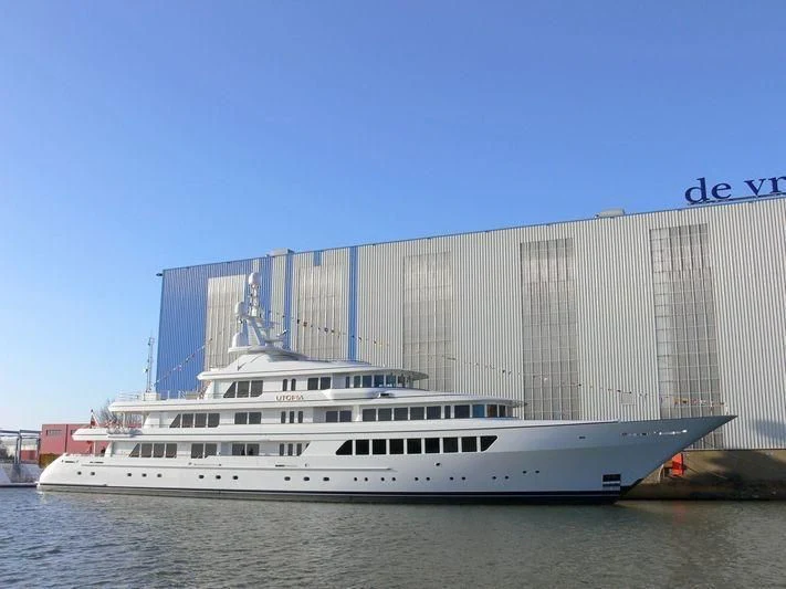 a large white boat aboard UTOPIA Yacht for Sale