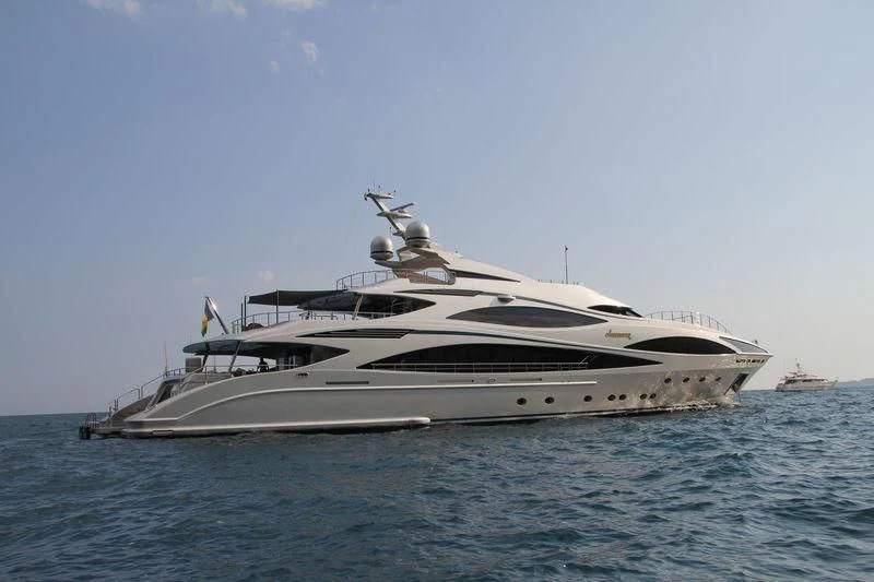a yacht on the water aboard ANASTASIA K Yacht for Sale
