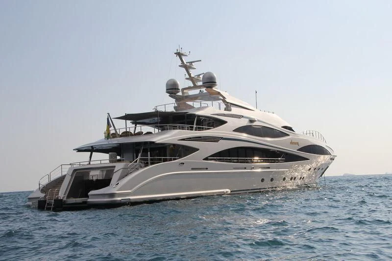 a large white yacht in the water aboard ANASTASIA K Yacht for Sale