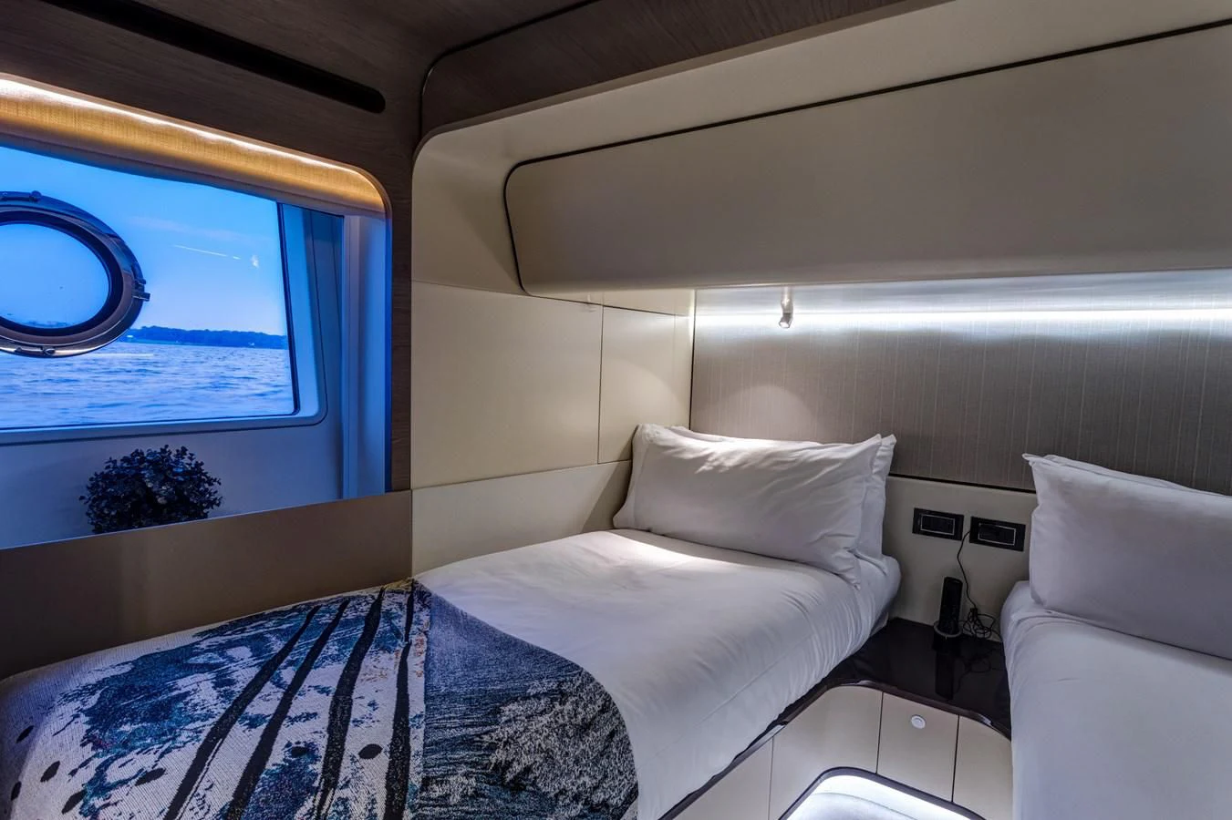 a room with two beds aboard CAPTAIN MORGAN II Yacht for Sale