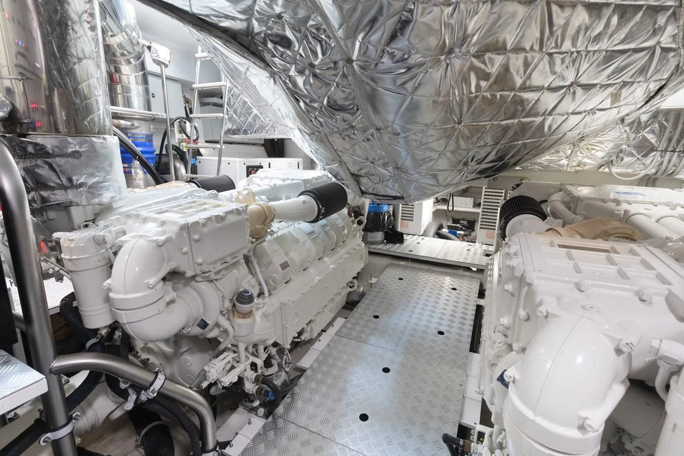 a room with pipes and tubes aboard CAPTAIN MORGAN II Yacht for Sale