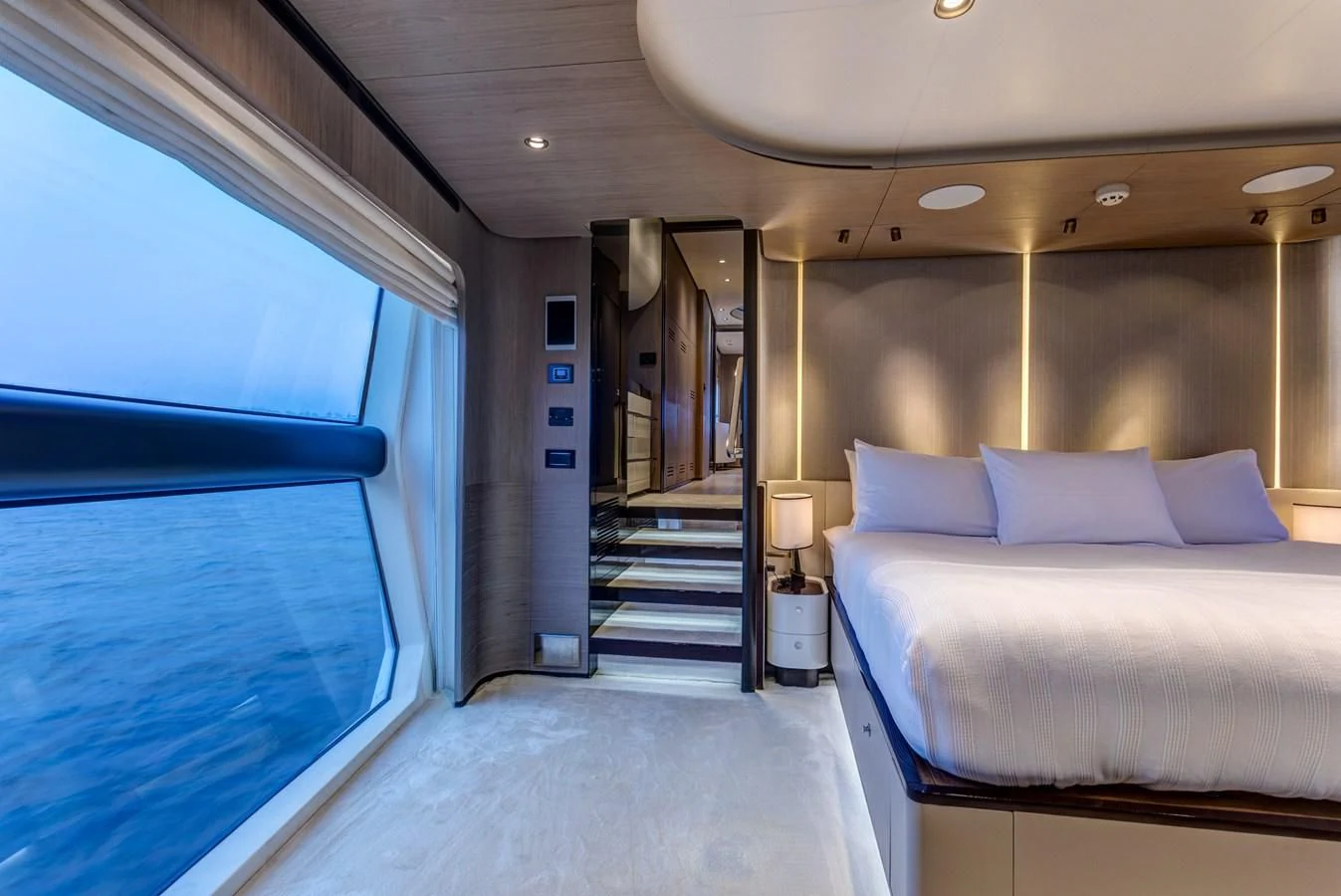 a bed in a room aboard CAPTAIN MORGAN II Yacht for Sale