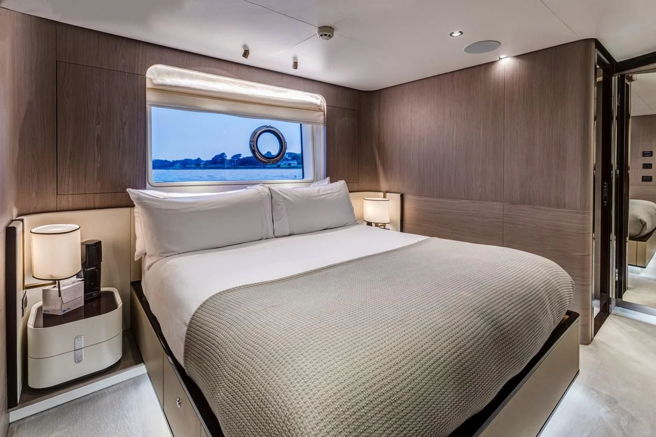 a bed in a room aboard CAPTAIN MORGAN II Yacht for Sale