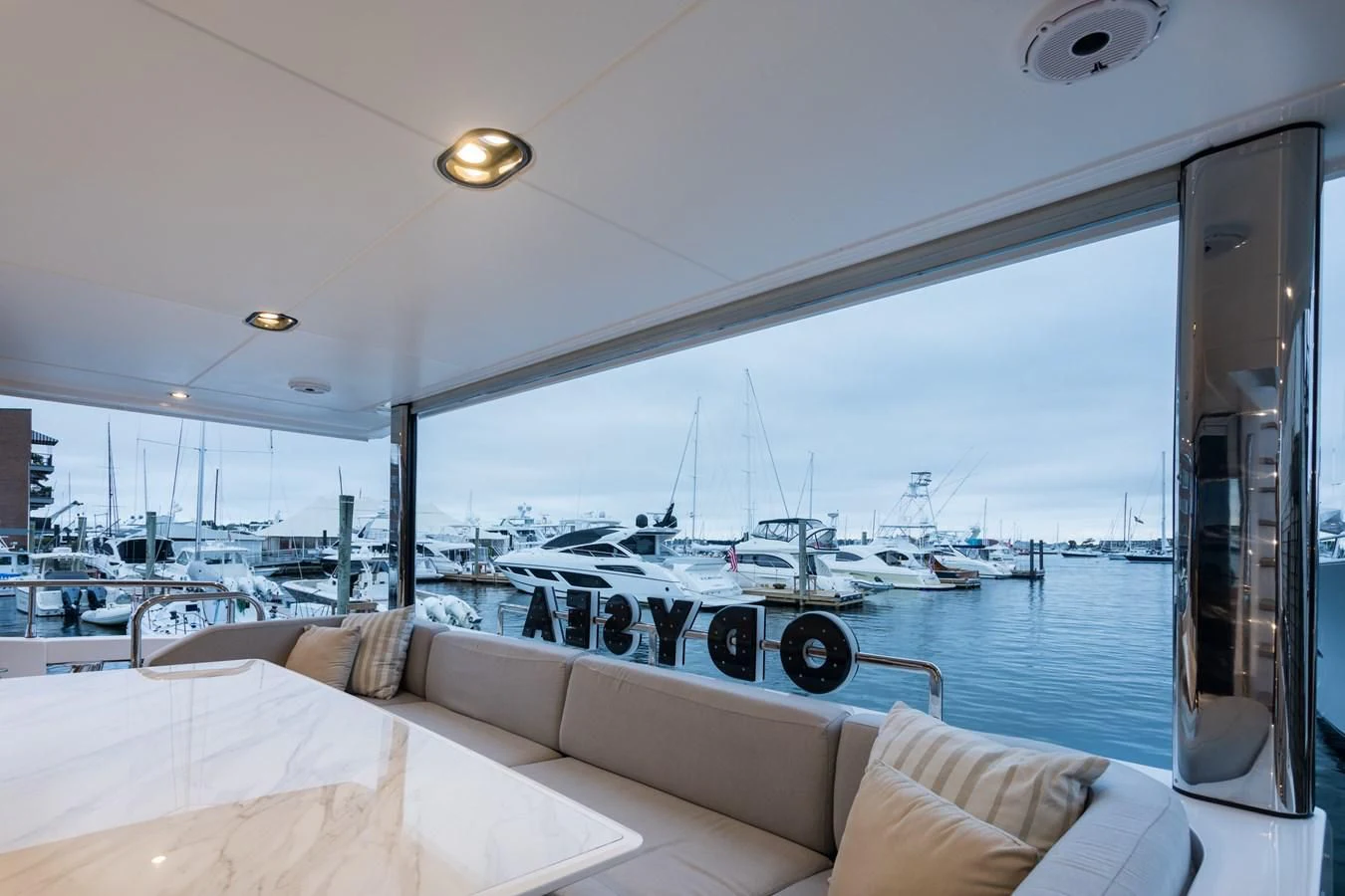 a boat dock with boats aboard CAPTAIN MORGAN II Yacht for Sale