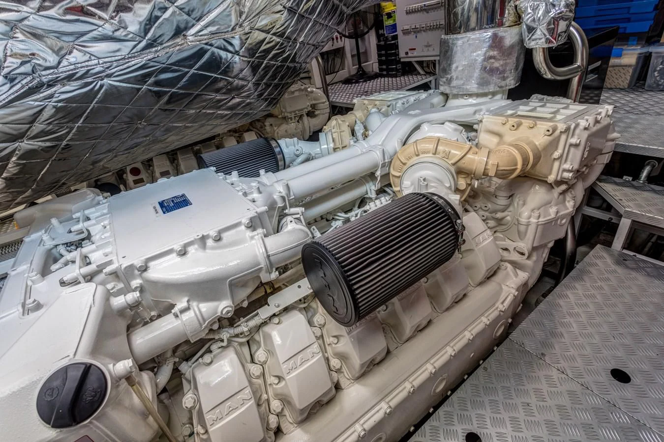 a machine with a large piece of equipment on it aboard CAPTAIN MORGAN II Yacht for Sale