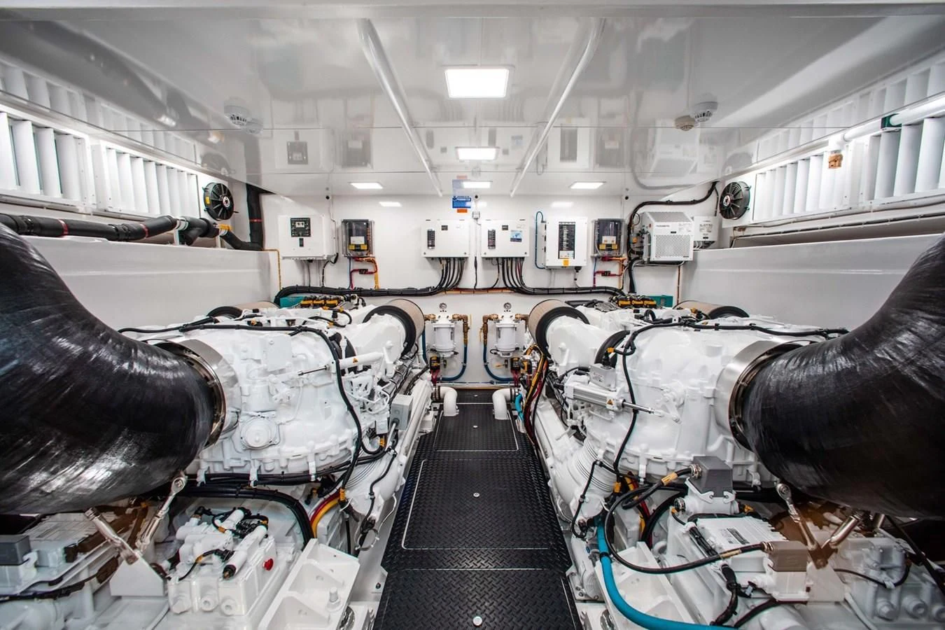 a room with machinery aboard NEW VIKING 82 COCKPIT MOTOR YACHT Yacht for Sale