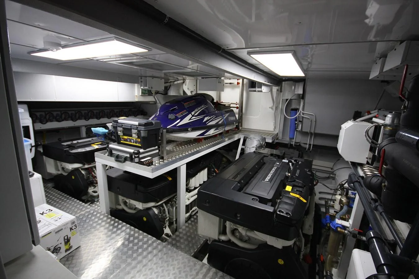 a room full of luggage aboard ORION Yacht for Sale